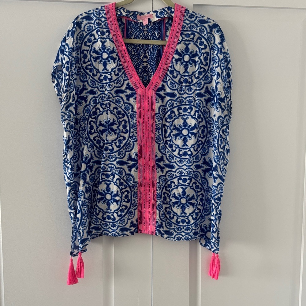 Lilly Pulitzer Blue and Pink Patterned Top